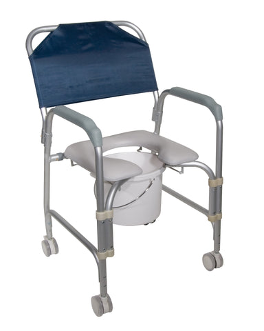 Lightweight Portable Shower Commode Chair with Casters- Case
