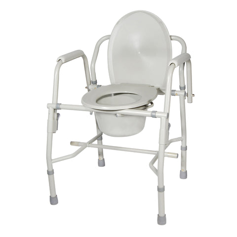 Steel Drop Arm Bedside Commode with Padded Arms- Case