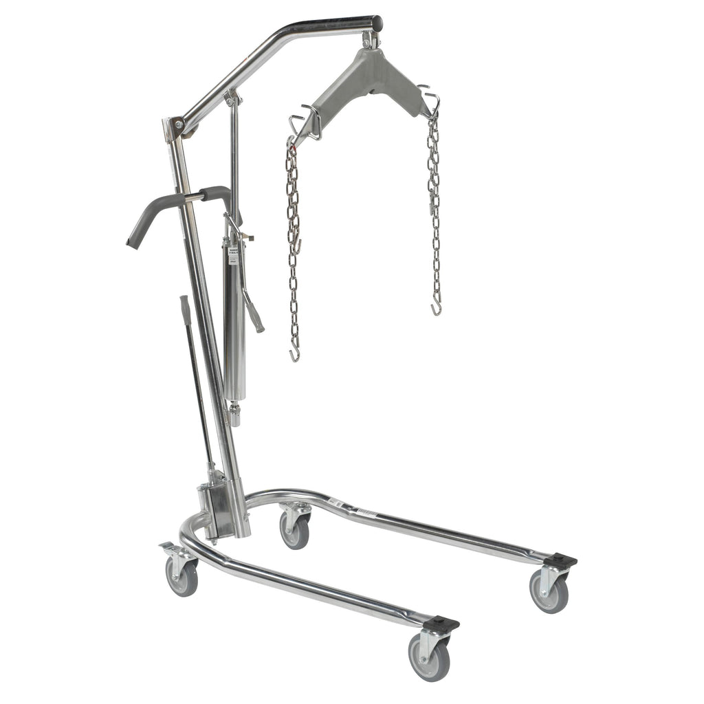 Hydraulic Patient Lift with Six Point Cradle, 5" Casters, Chrome- Case