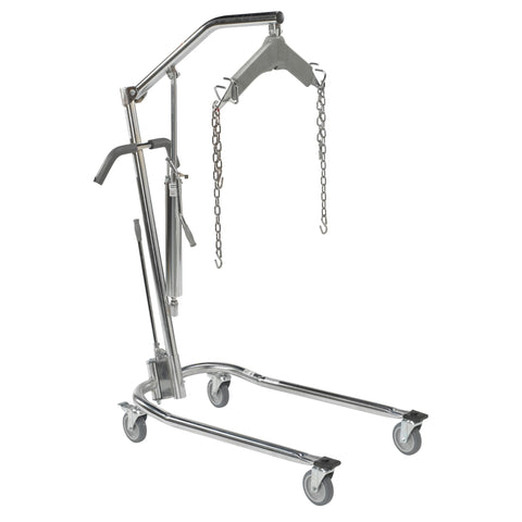 Hydraulic Patient Lift with Six Point Cradle, 5" Casters, Chrome- Case