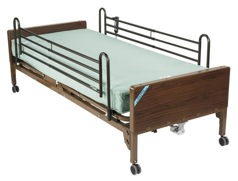 Semi Electric Hospital Bed with Full Rails and Therapeutic Support Mattress- Case