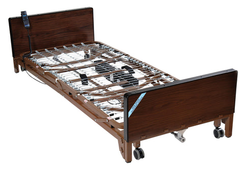 Delta Ultra Light Full Electric Low Hospital Bed with Half Rails and Therapeutic Support Mattress- Case