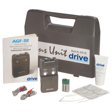Portable Dual Channel TENS Unit with Electrodes and Carry Case- Box
