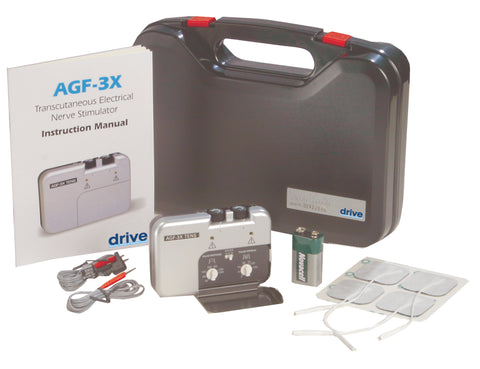 Portable Dual Channel 3 Mode TENS Unit with Electrodes and Carry Case- Box