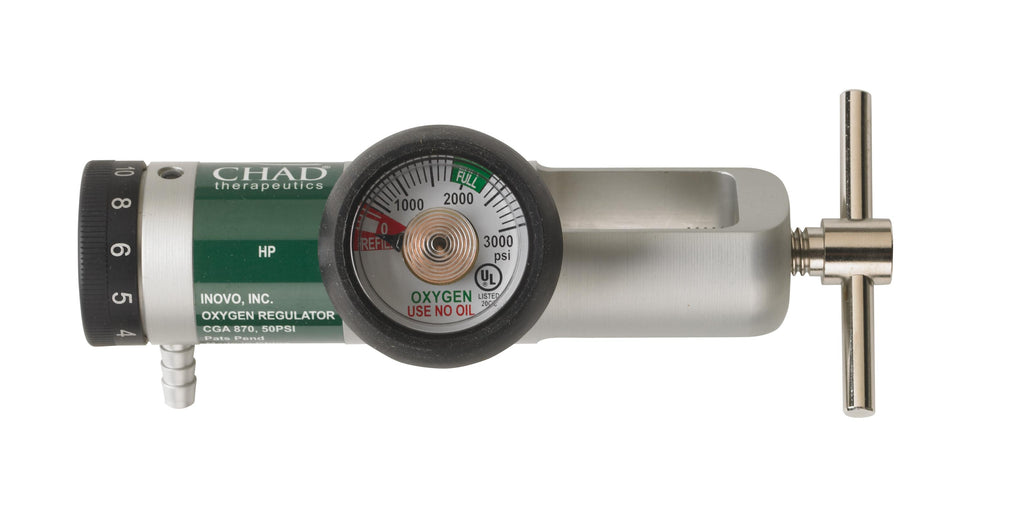 Chad CGA 870 Brass Core Oxygen Regulator, 0-15 LPM- each