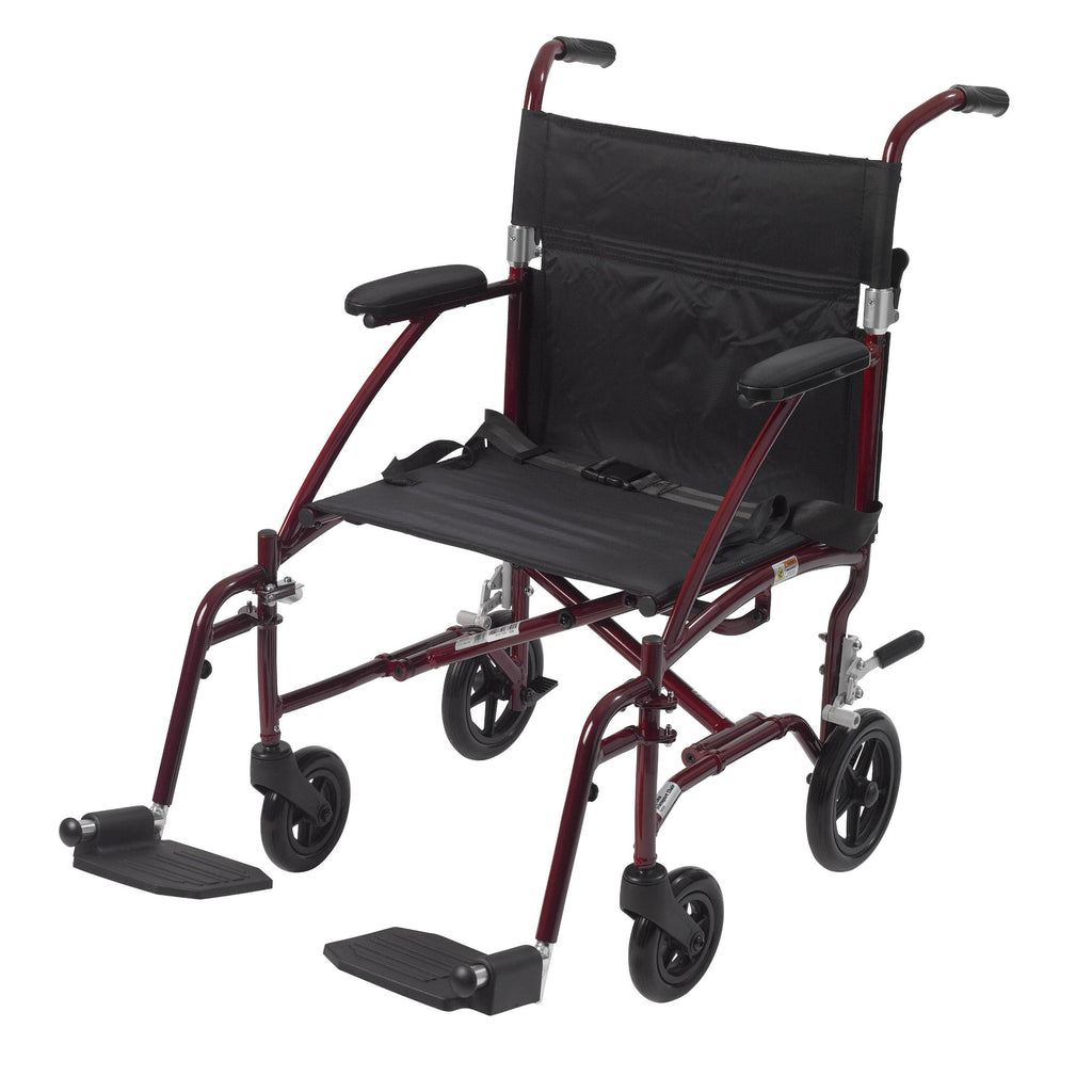 Fly Lite Ultra Lightweight Transport Wheelchair, Burgundy- Case