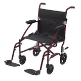 Fly Lite Ultra Lightweight Transport Wheelchair, Burgundy- Case
