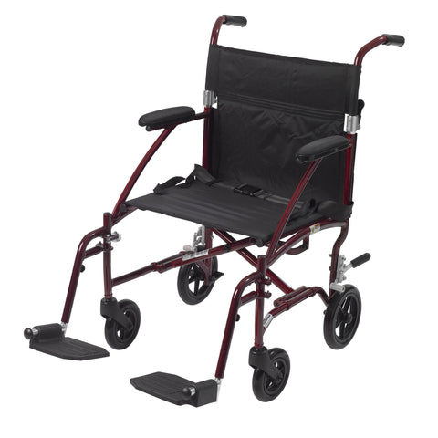 Fly Lite Ultra Lightweight Transport Wheelchair, Burgundy- Case