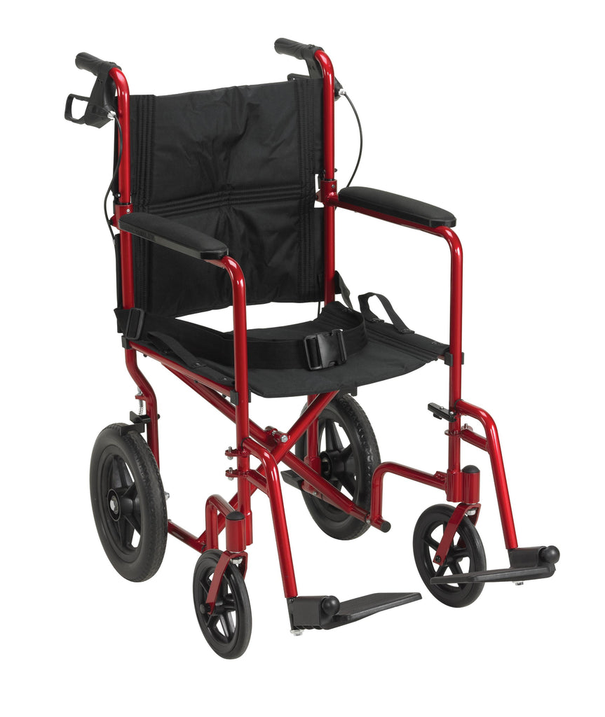 Lightweight Expedition Transport Wheelchair with Hand Brakes, Blue- each