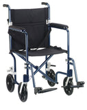 Flyweight Lightweight Folding Transport Wheelchair, 19", Black Frame, Tan Plaid Upholstery- Case