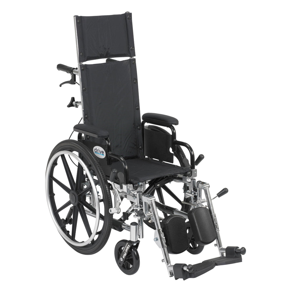 Viper Plus Light Weight Reclining Wheelchair with Elevating Leg Rests and Flip Back Detachable Arms, 12" Seat- Case