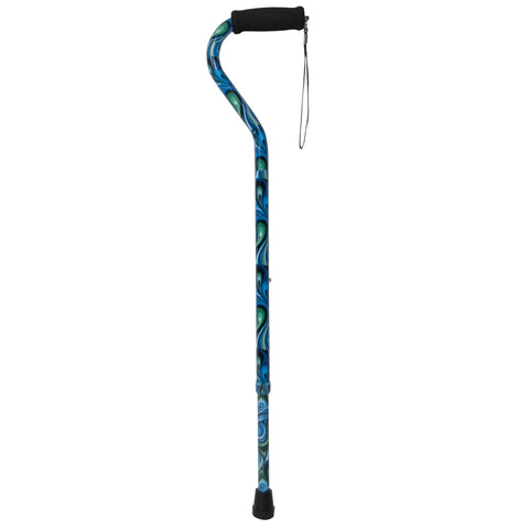 Foam Grip Offset Handle Walking Cane, Swirl- each