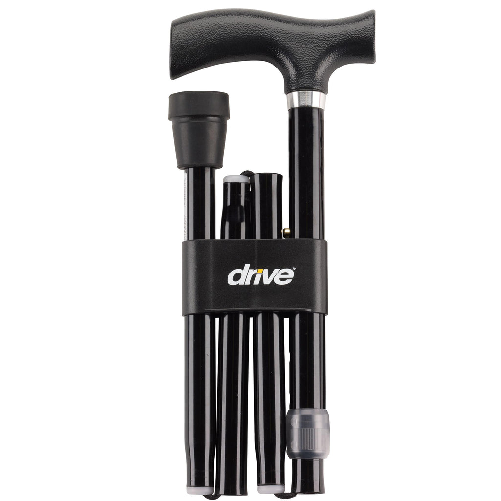 Heavy Duty Folding Cane Lightweight Adjustable with T Handle- each