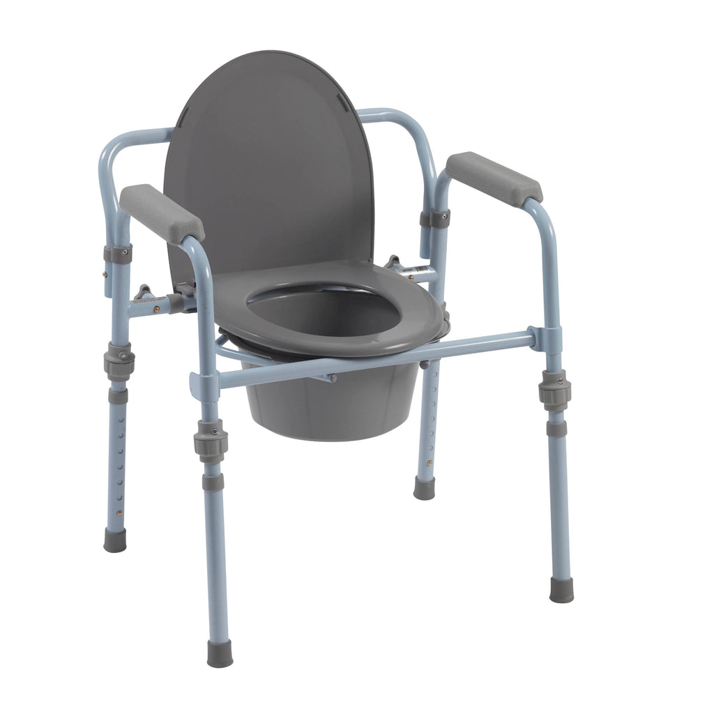 Folding Bedside Commode with Bucket and Splash Guard- each