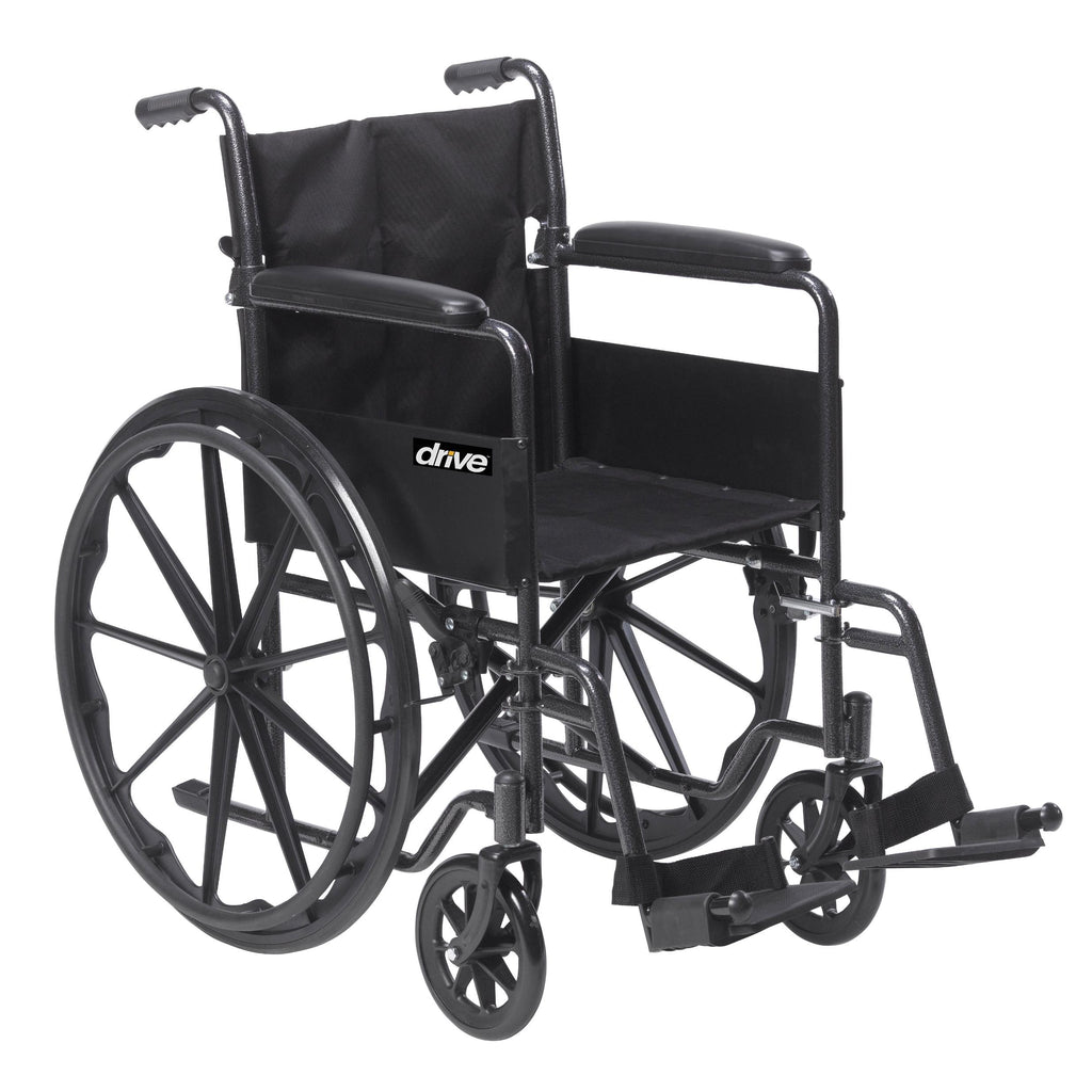 Silver Sport 1 Wheelchair with Full Arms and Swing away Removable Footrest- Case