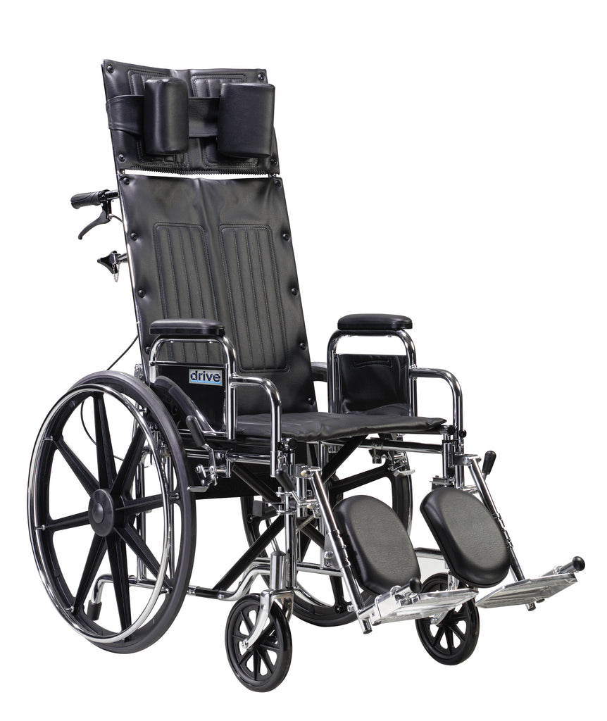 Sentra Reclining Wheelchair, Detachable Desk Arms, 22" Seat- Case