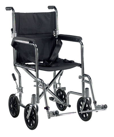 Go Cart Light Weight Steel Transport Wheelchair with Swing Away Footrest, 19" Seat- Case