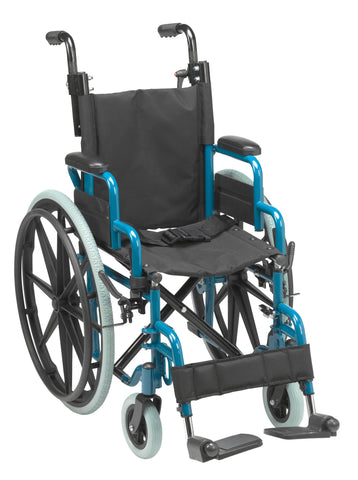 Wallaby Pediatric Folding Wheelchair, 14", Jet Fighter Blue- each